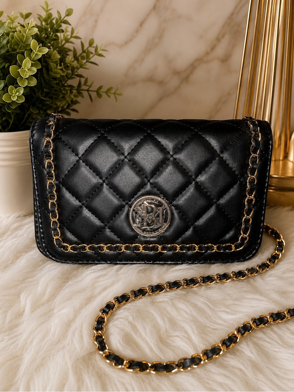 Badgley Mischka- small diamond quilting crossbody w/ braided chain- NWT- MSRP$89